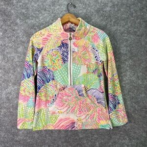 Lilly Pulitzer Skipper Popover 1/4 Zip Size XS In Roar Of The Seas UPF 50+